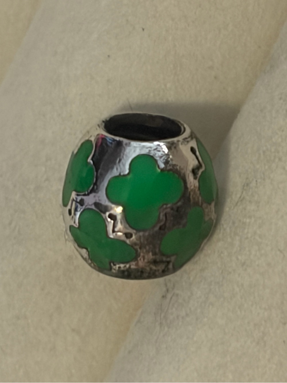 Pandora Sterling Silver Green Enamel Butterfly Charm (model 790438E03).